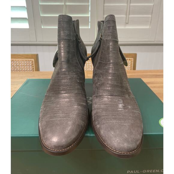 Paul Green Malibu Sliced Double Zip Bootie Nubuck Antique Metallic Size 10.5 NIB - Picture 5 of 12